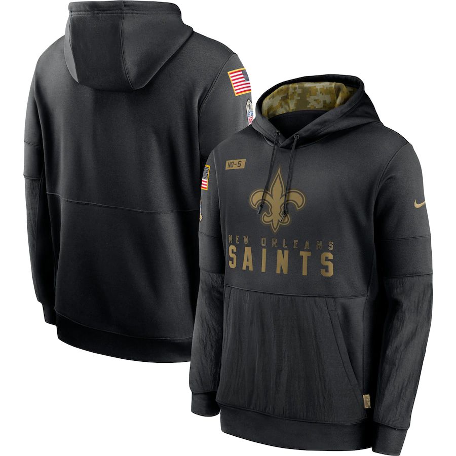 Men New Orleans Saints Black Salute To Service Hoodie Nike NFL Jerseys